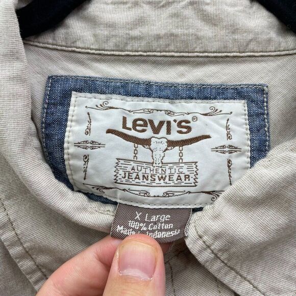 LEVI'S PEARL SNAP WESTERN STYLE BUTTON UP RANCHER SHIRT MEN'S XL CASUAL - Picture 5 of 6